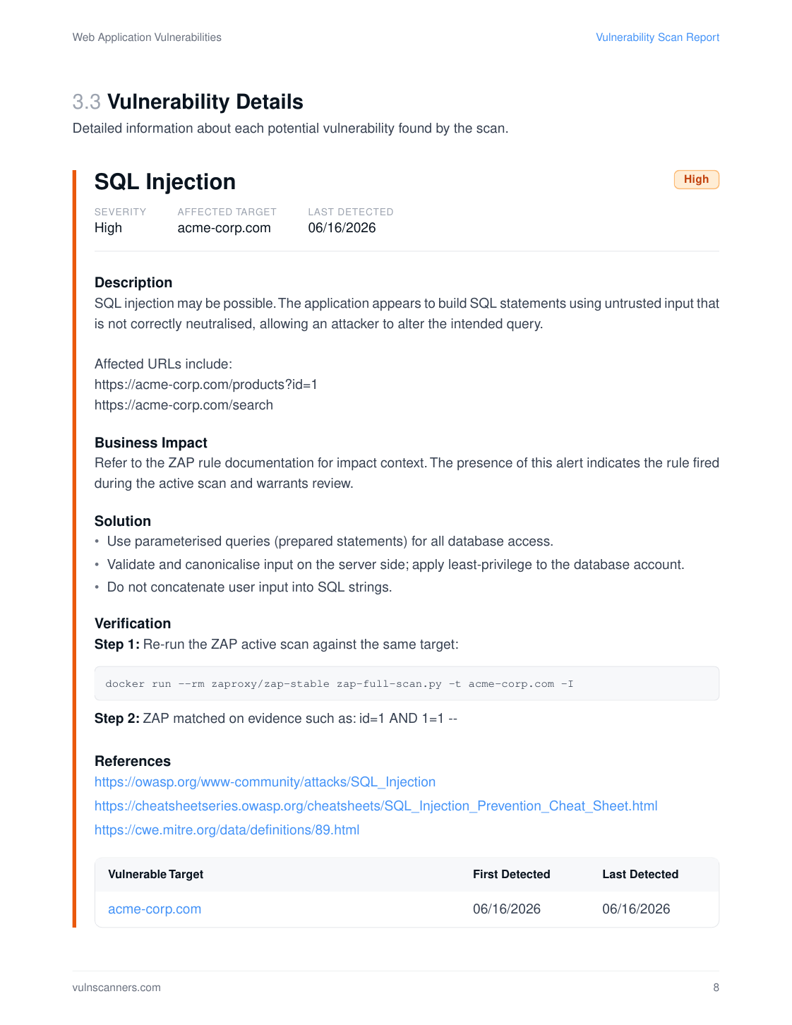 Sample VulnScanners report — page 8